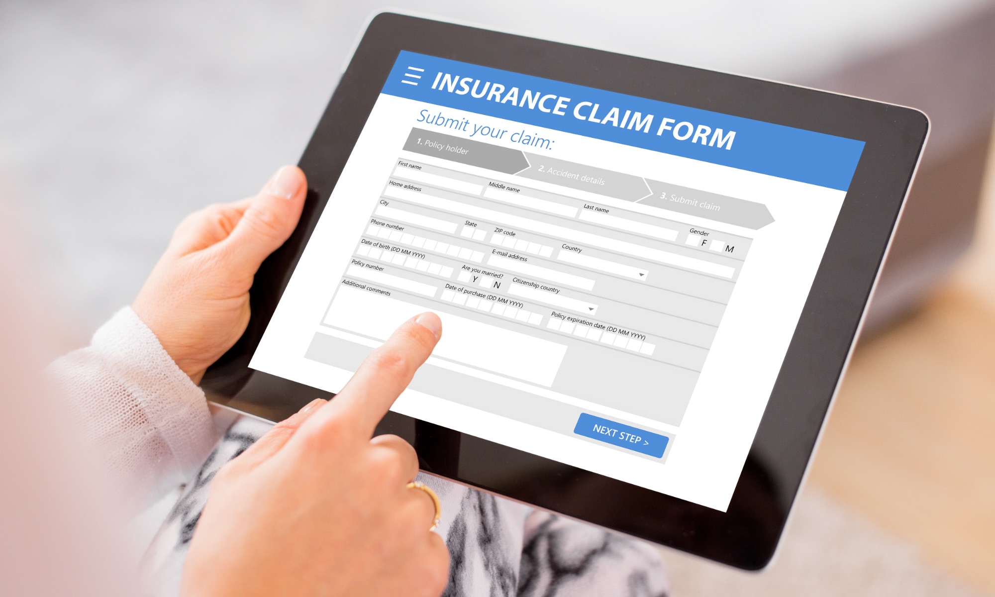Insurance Claim Form on Tablet